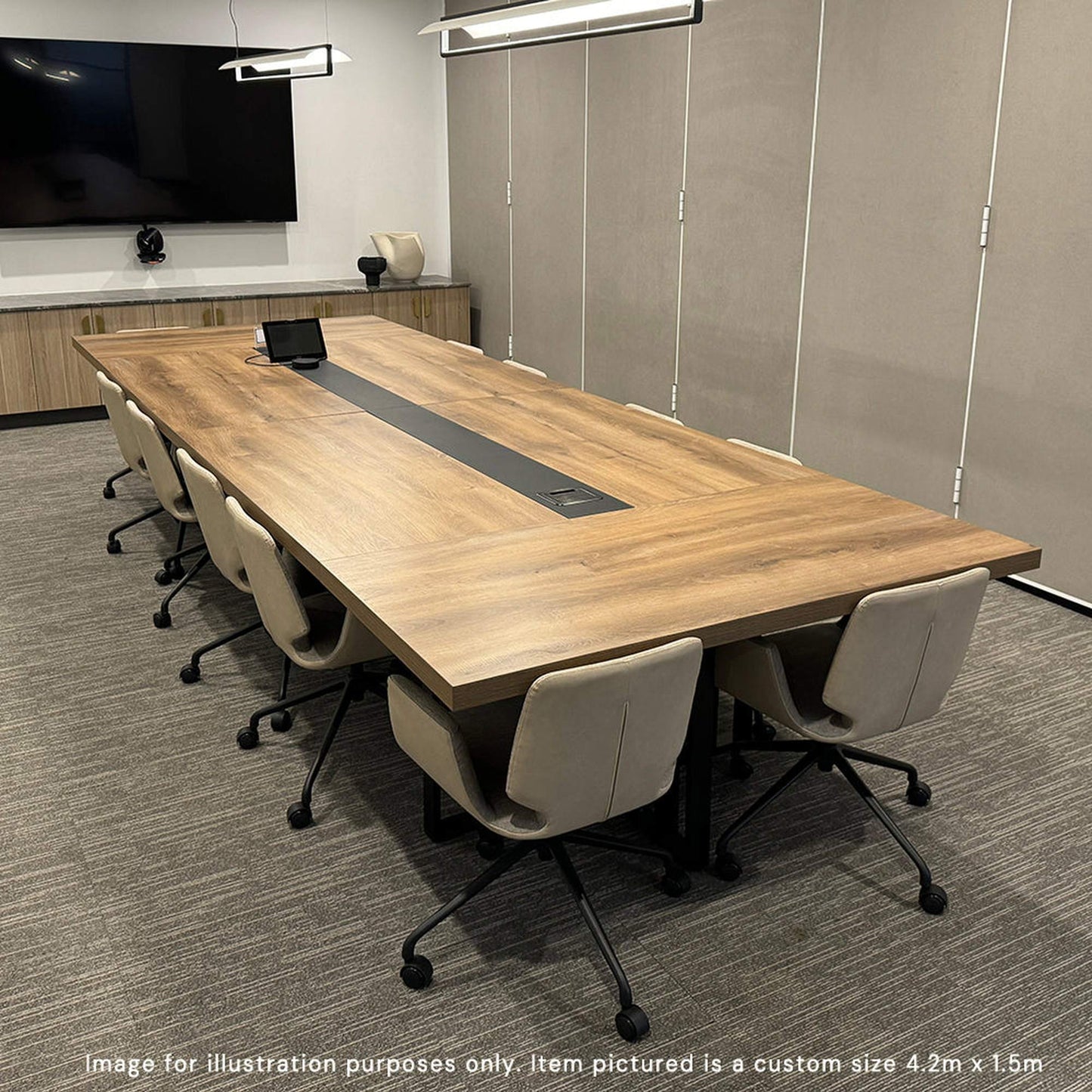 VIDAL Boardroom Table 3.0m x 1.2m - Warm Oak & Black