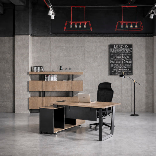 TRIBECA | ADRIANO 1.6-1.8m Reversible Executive Office Desk 160-180cm - Warm Oak
