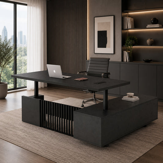 DAXTON Executive Desk with Left Return with Lift 200cm - Black