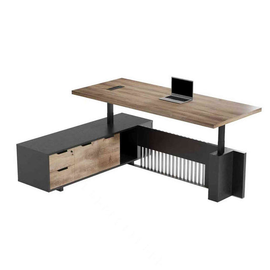 DAXTON Executive Desk with Left Return with Lift 200cm - Warm Oak