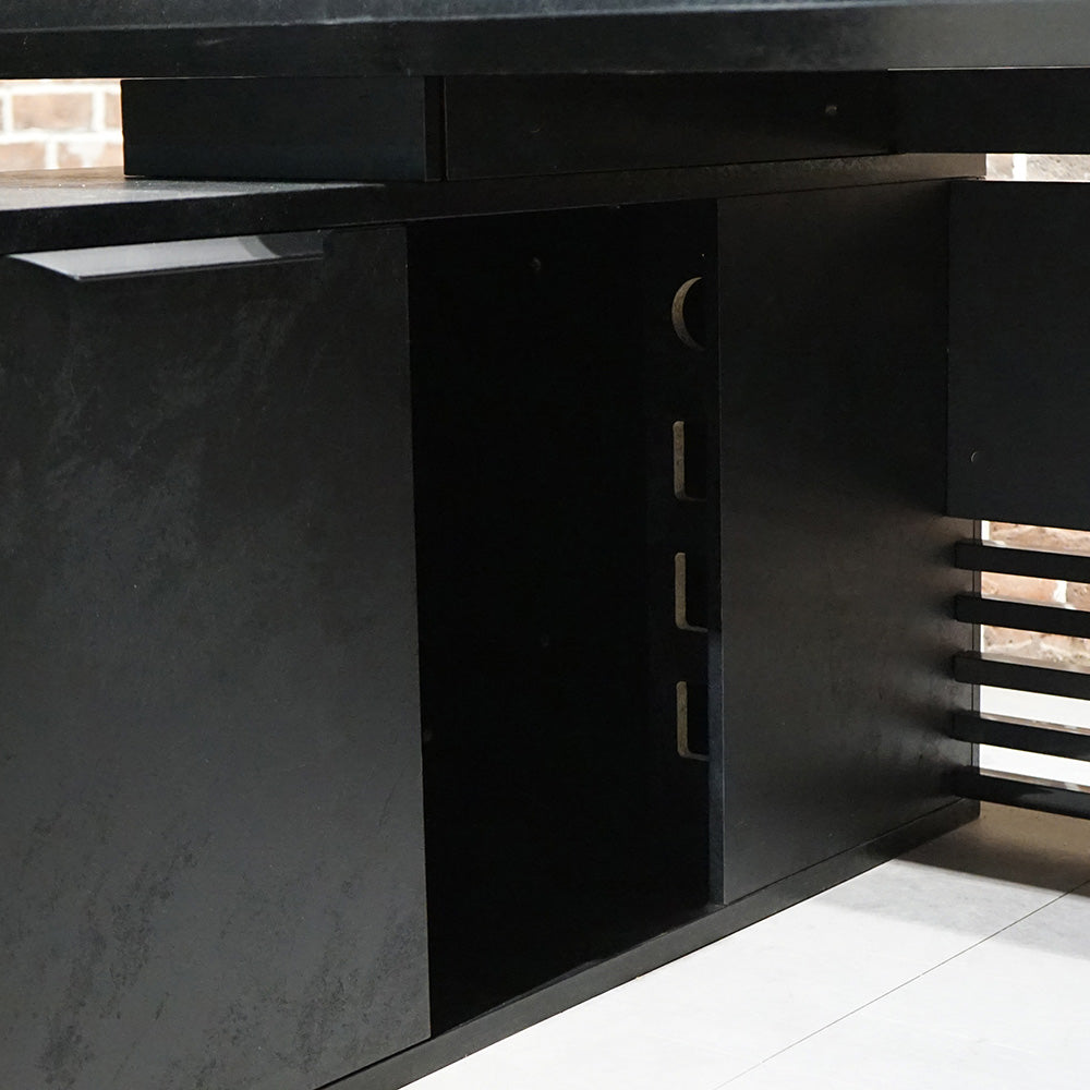 PHOENIX Black Executive Desk with Left Return 2.2M - Black Concrete