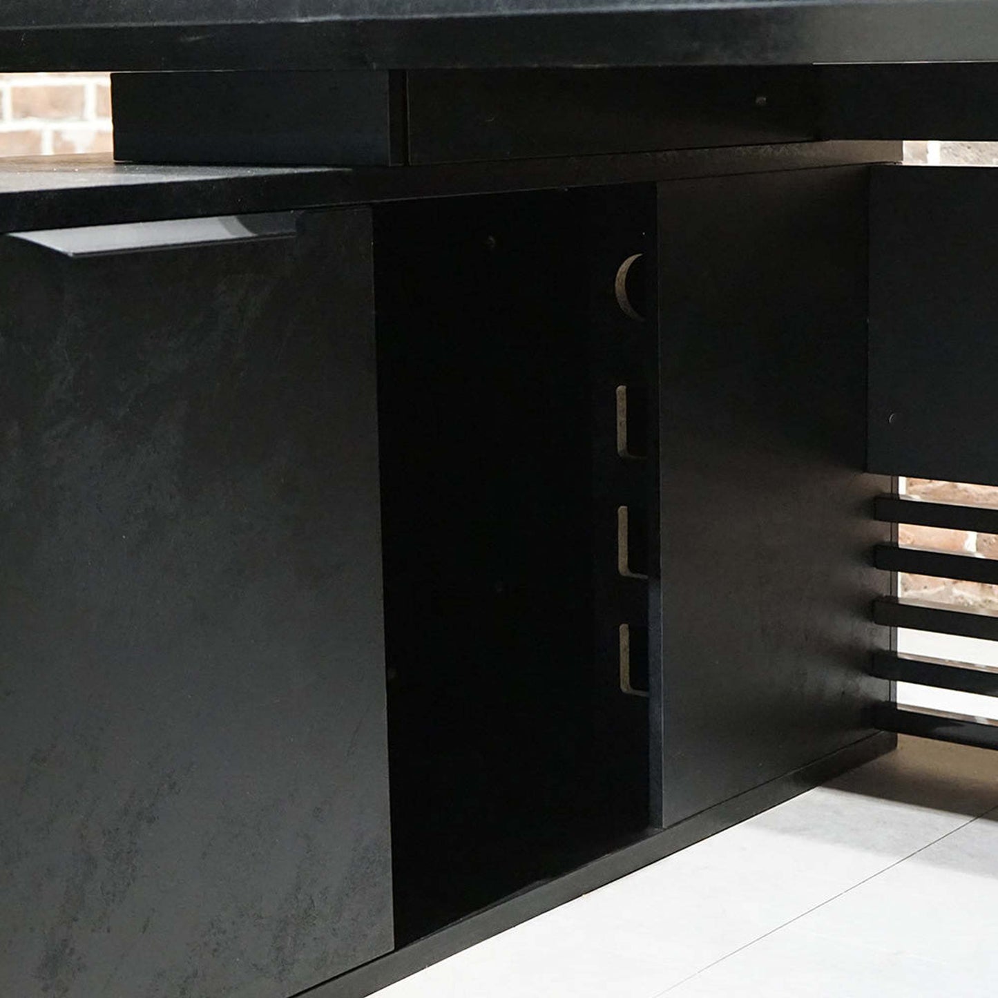 PHOENIX Black Executive Desk with Left Return 2.2M - Black Concrete