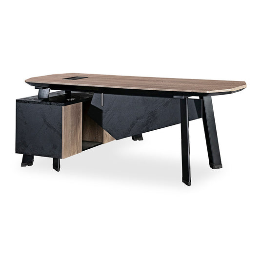 ARTO Executive Office Desk with Reversible Return 1.8M - 2.0M - Warm Oak & Black