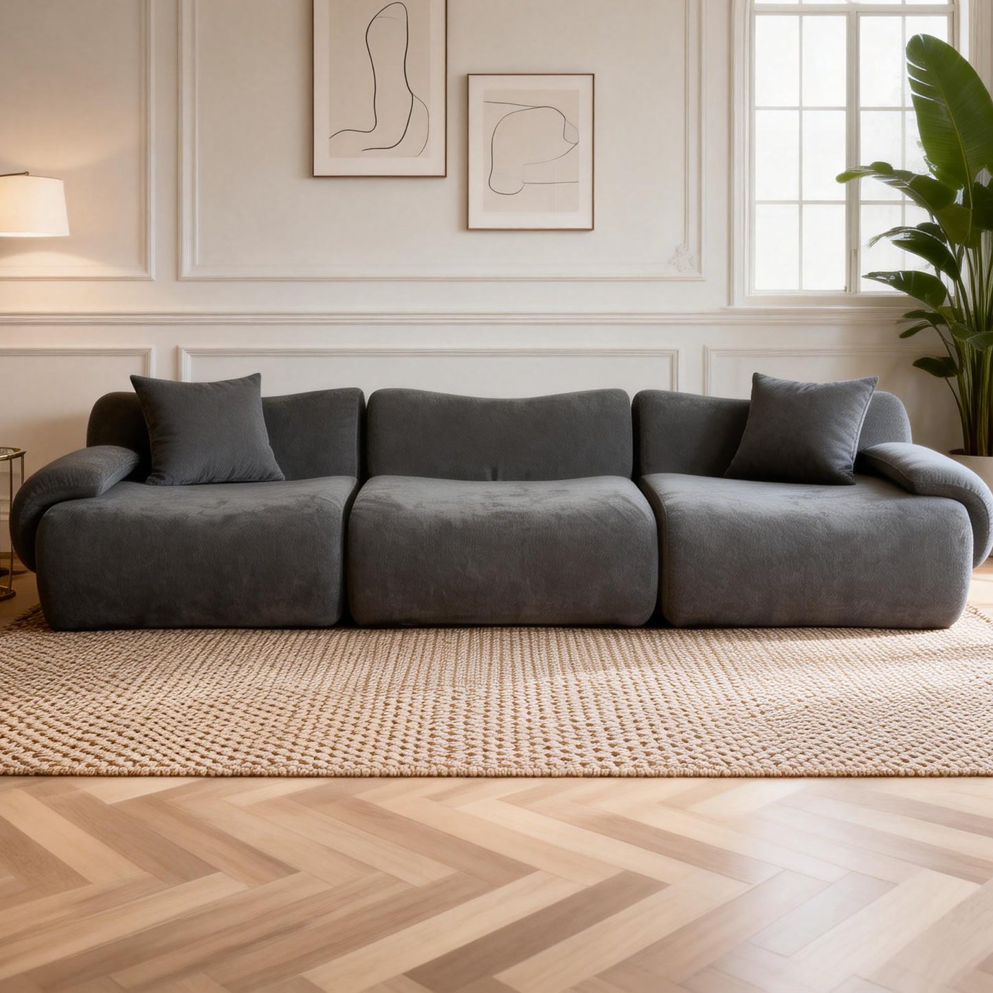 ZAHRA Three Seater Compressed Sofa - Charcoal