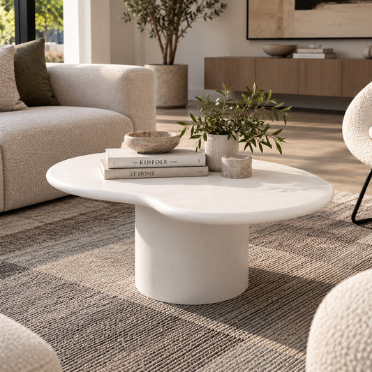 ROCCO Indoor & Outdoor Coffee Table 87cm - White Concrete