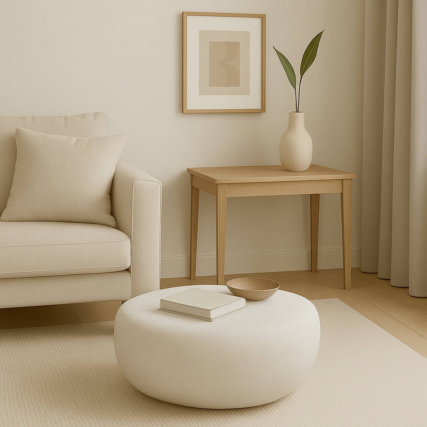 ROCCO Indoor & Outdoor Pebble Coffee Table 65cm - White Concrete