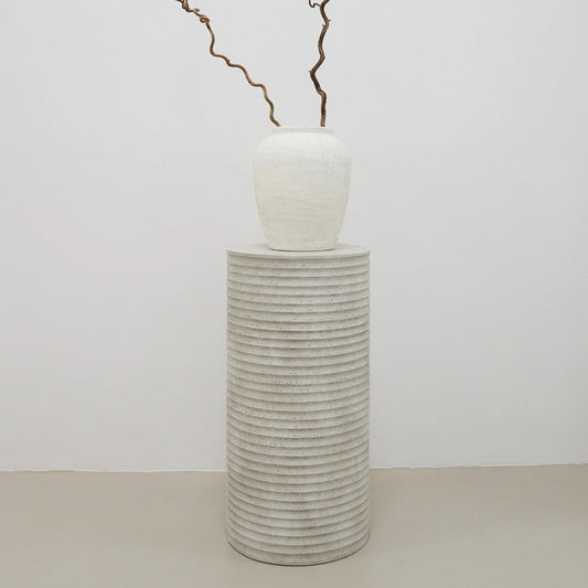 ROCCO Indoor & Outdoor Side Table Pedestal 35 x 70cm - White Concrete