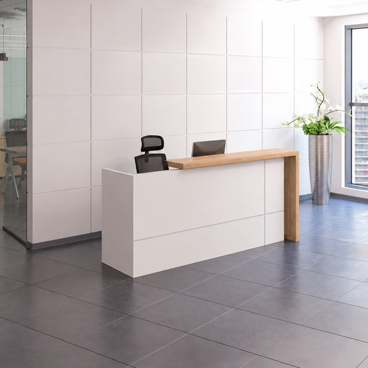ZIVA Reception Desk 1.8M with Left Panel - Oak & White
