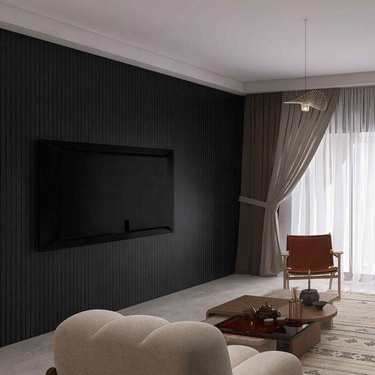 WOODFLEX Flexible Acoustic Wood Slat Wall Panel - Black Coated - 3000mm x 600mm