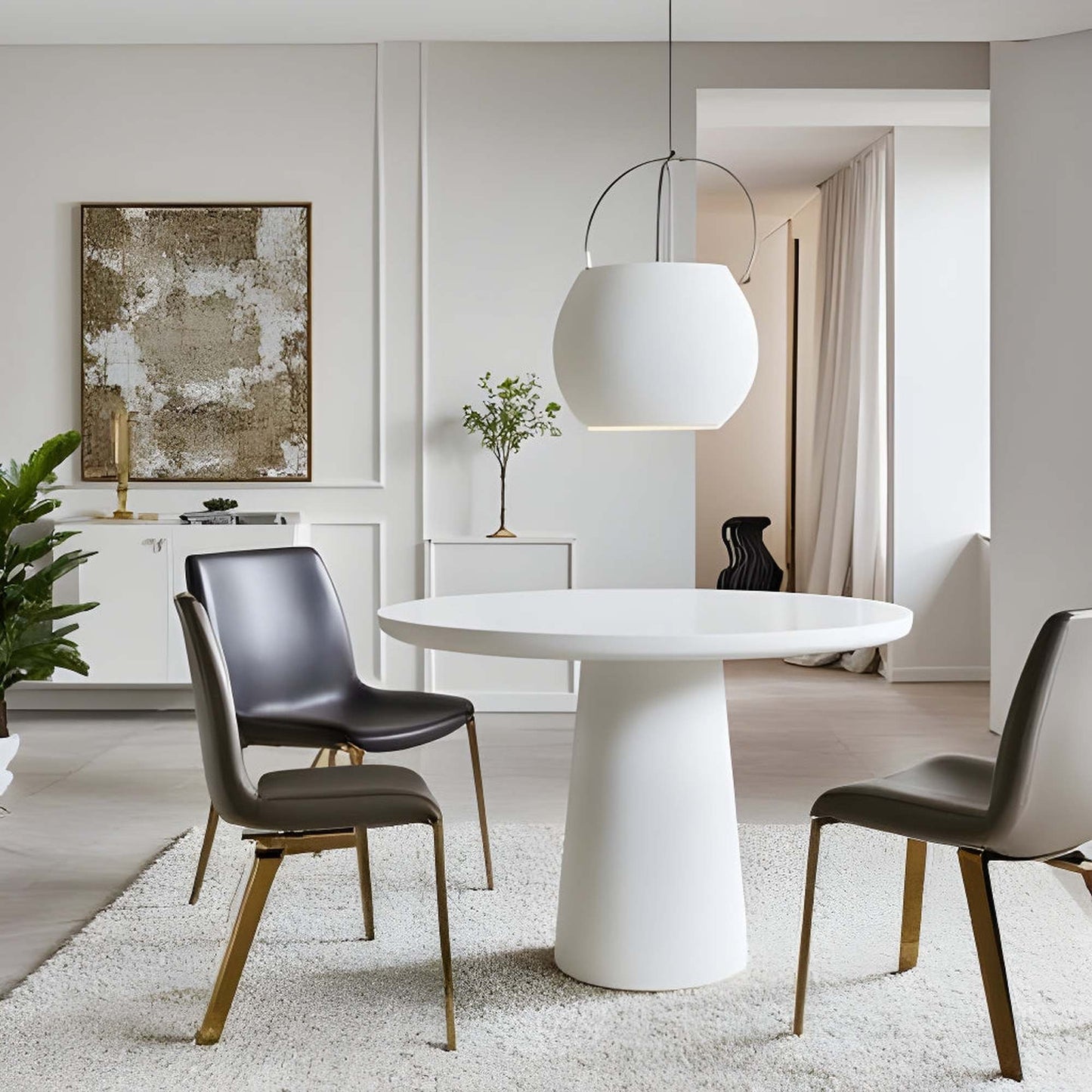 ROCCO Indoor & Outdoor Dining Table 100cm - White Concrete