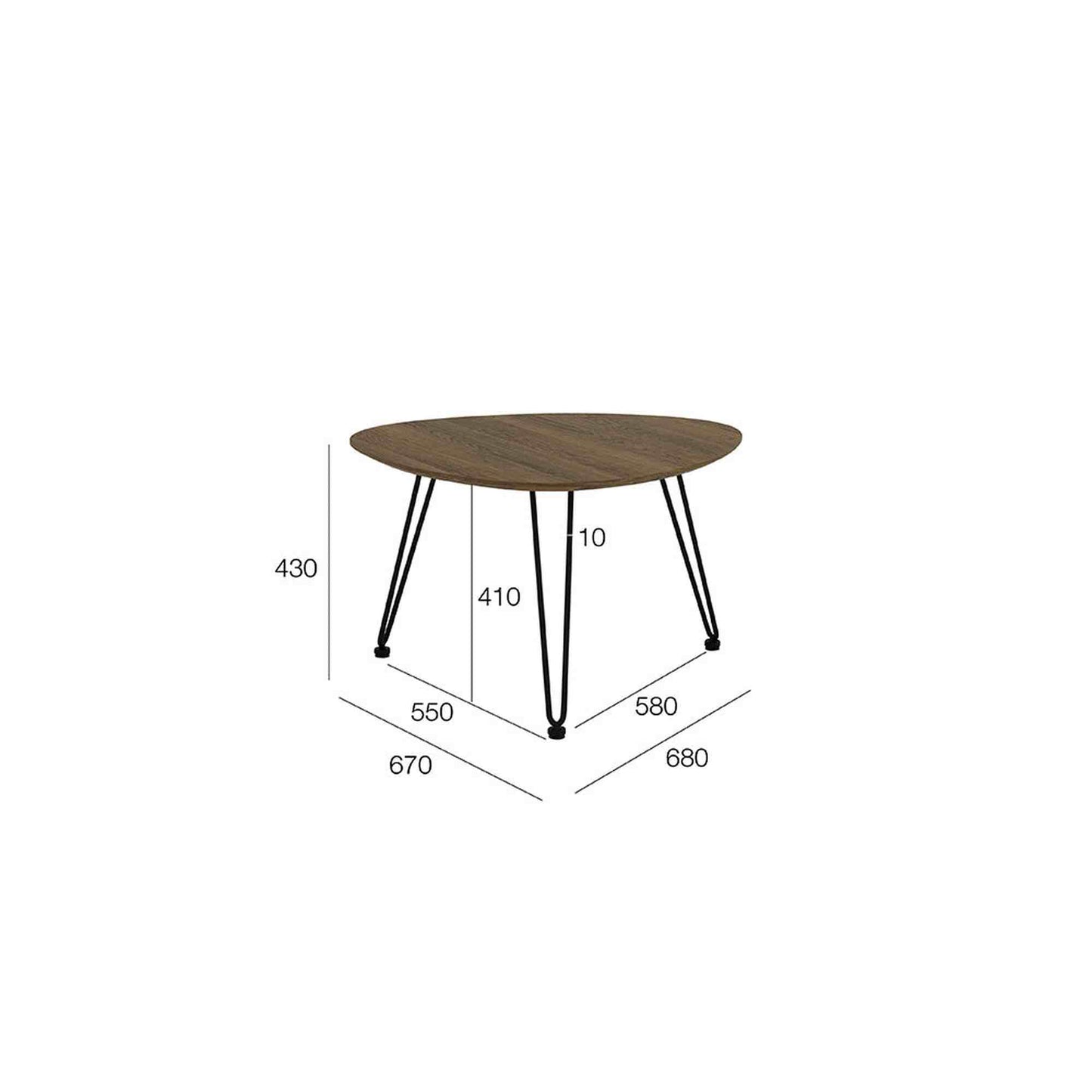 CORWIN Oval Coffee Table 67cm - Walnut