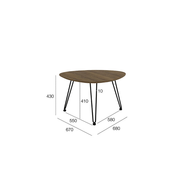 CORWIN Oval Coffee Table 67cm Walnut Modern Furniture