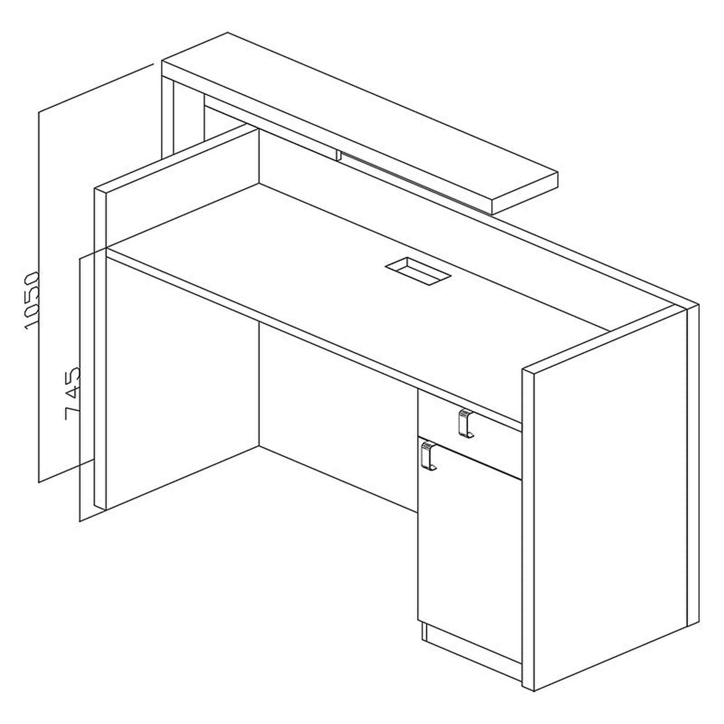 ZIVA Reception Desk 1.8M with Left Panel - White,Office Furniture,Reception Desks,Modern Furniture