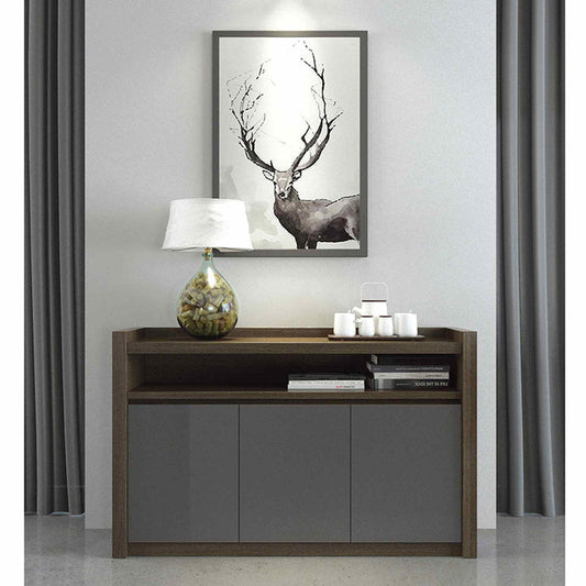 CARTER Credenza/Sideboard 1.3M - Coffee & Grey,Dining Room Furniture,Office Furniture,Sideboards,Office Sideboards,Modern Furniture