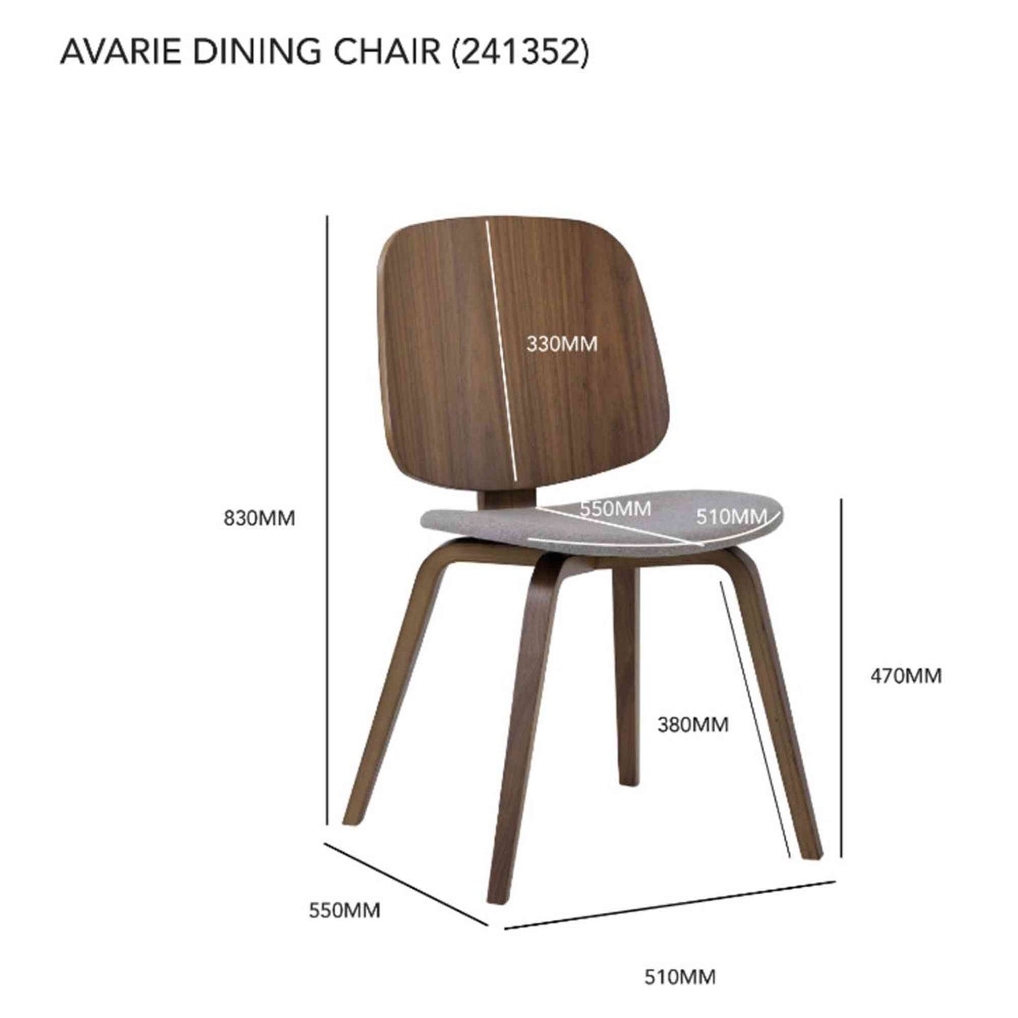AVARIE Dining Chair - Grey & Walnut