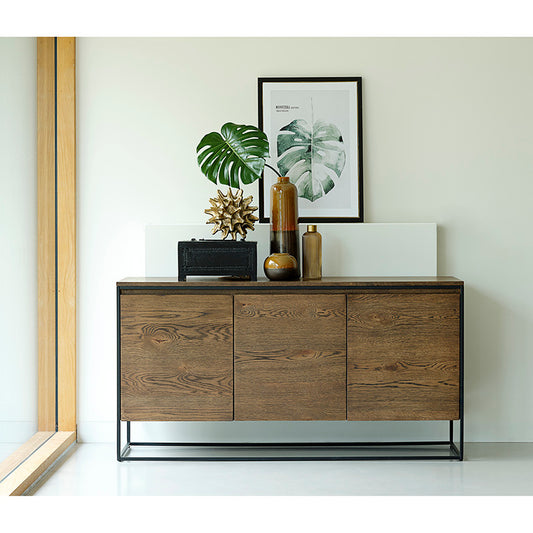 RIVOLI Sideboard Buffet 155cm - Smoked Oak / Black