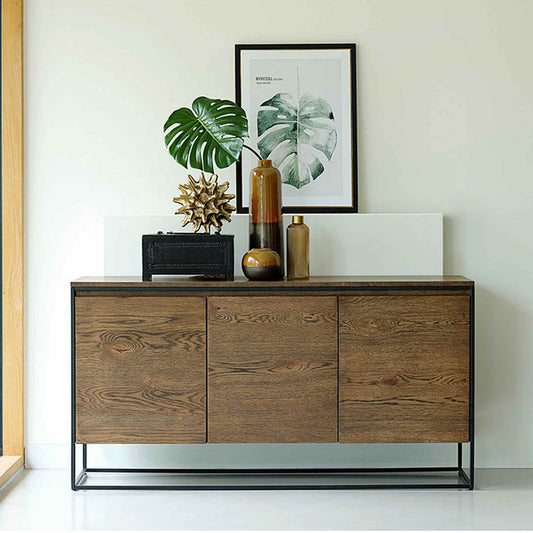 RIVOLI Sideboard Buffet 155cm - Smoked Oak / Black