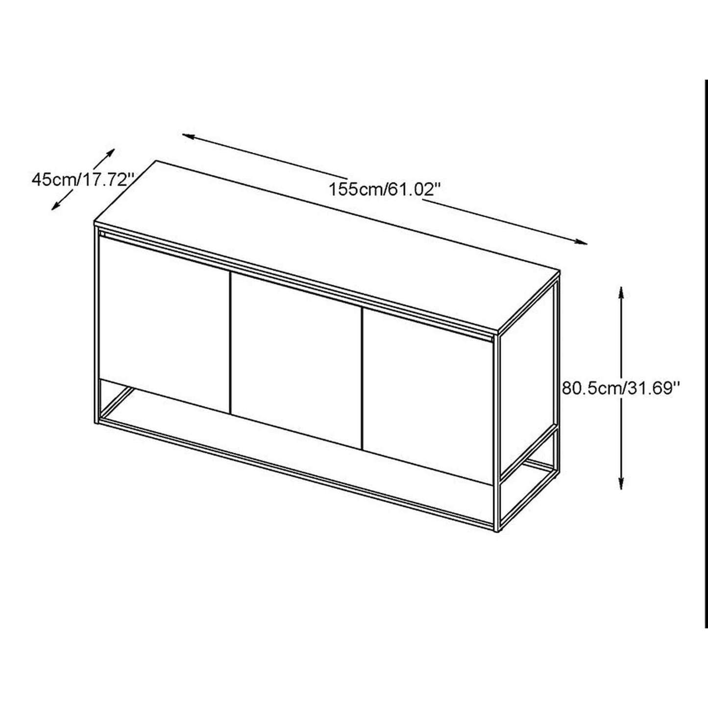 RIVOLI Sideboard Buffet 155cm - Smoked Oak / Black