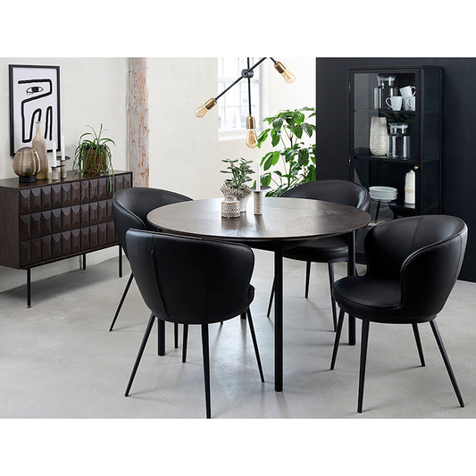 LATINA Round Dining Table 120cm - Dark Brown / Black