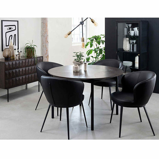 LATINA Round Dining Table 120cm - Dark Brown / Black