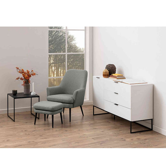 KENDRA Lounge Chair with Footstool - Grey