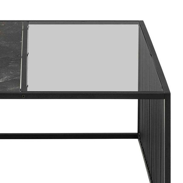 STRINGTON Square Coffee Table 80cm - Black Marble Effect – Modern Furniture