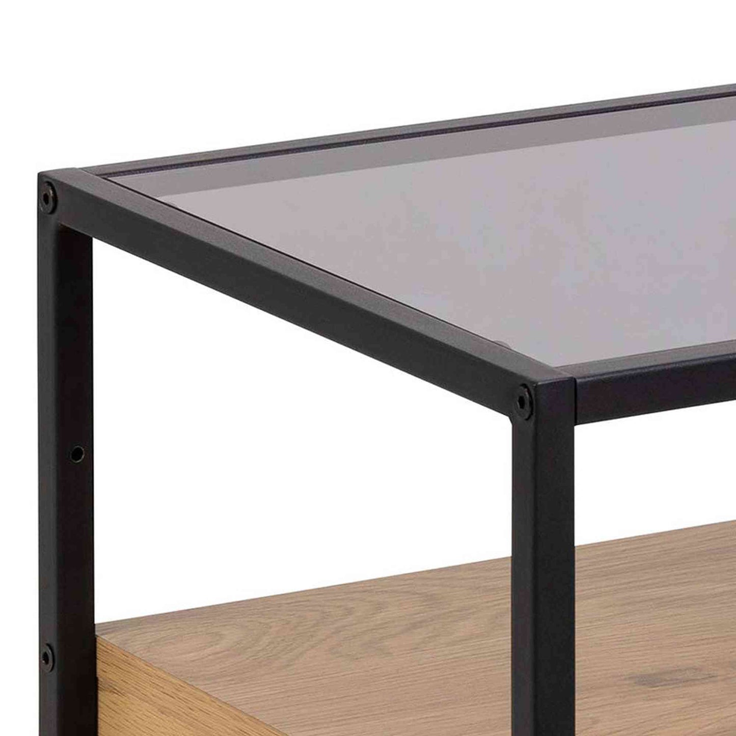 RANDOLF Side Table/Bedside Table 40cm - Natural & Black