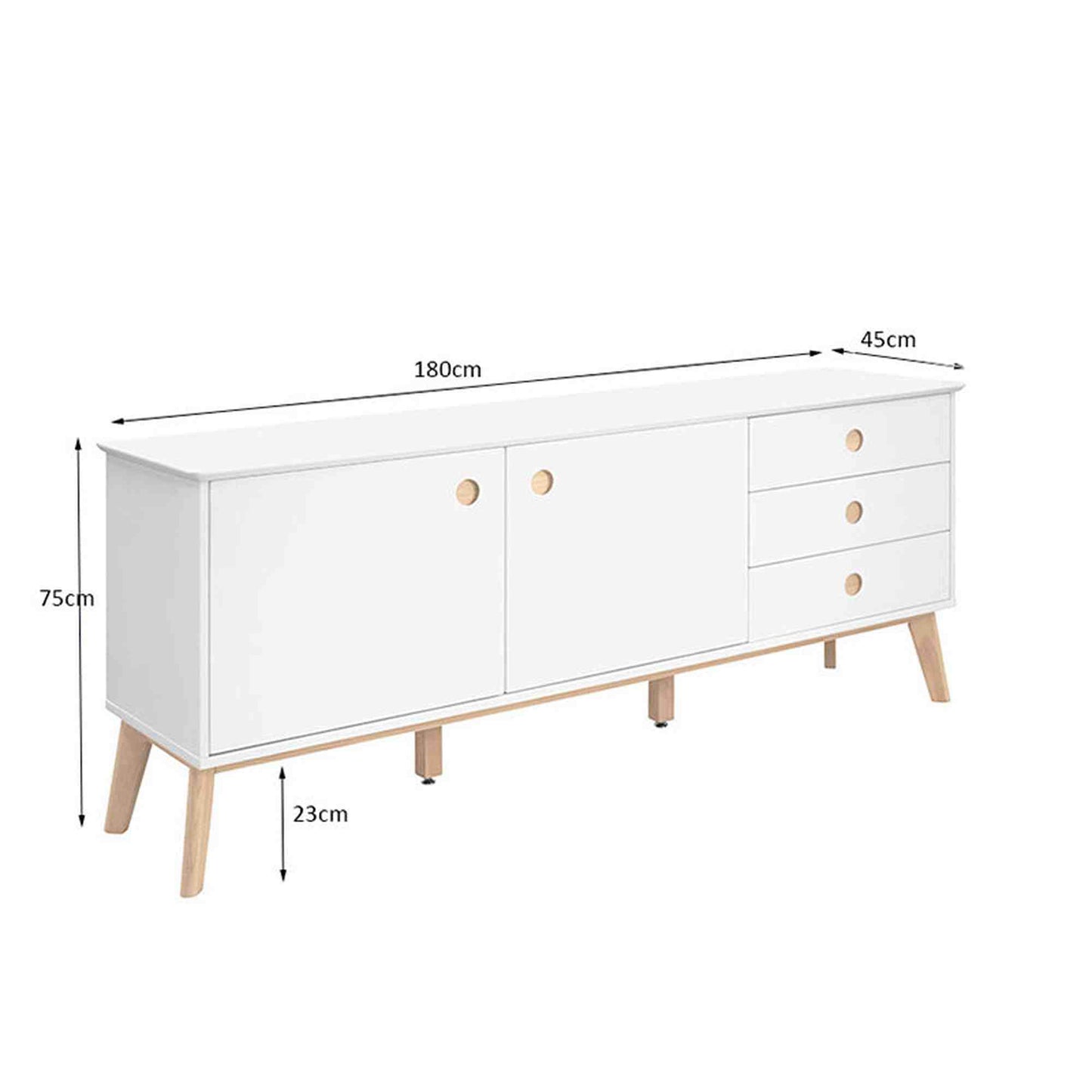 SABINE Sideboard Buffet 180cm - White/Black