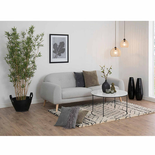 LUCIO Round Marble Coffee Table 80cm - White & Black