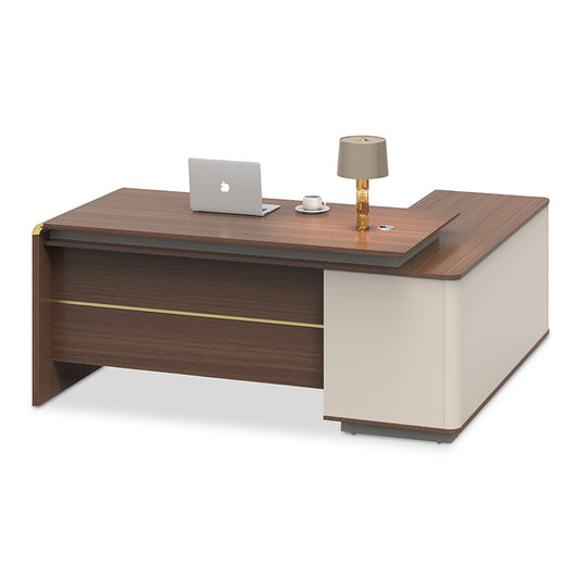ANDERSON Executive Desk 2.0M Reversible - Hazelnut & Beige
