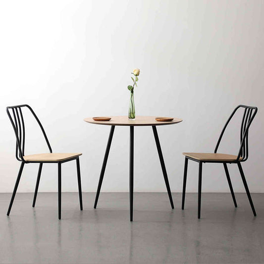 GINNY Round Dining Table 80cm - Natural & Black