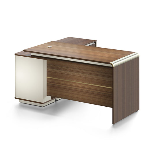 ANDERSON Executive Desk 1.6M Reversible - Hazelnut & Beige
