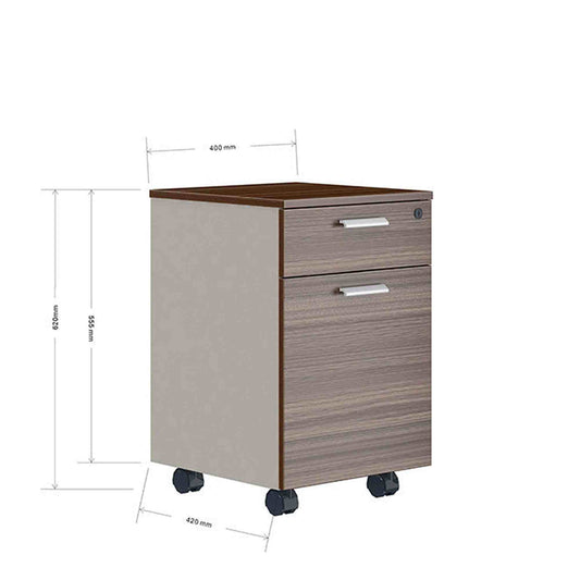 ANDERS Mobile Drawer Cabinet 40cm - Hazelnut & Beige