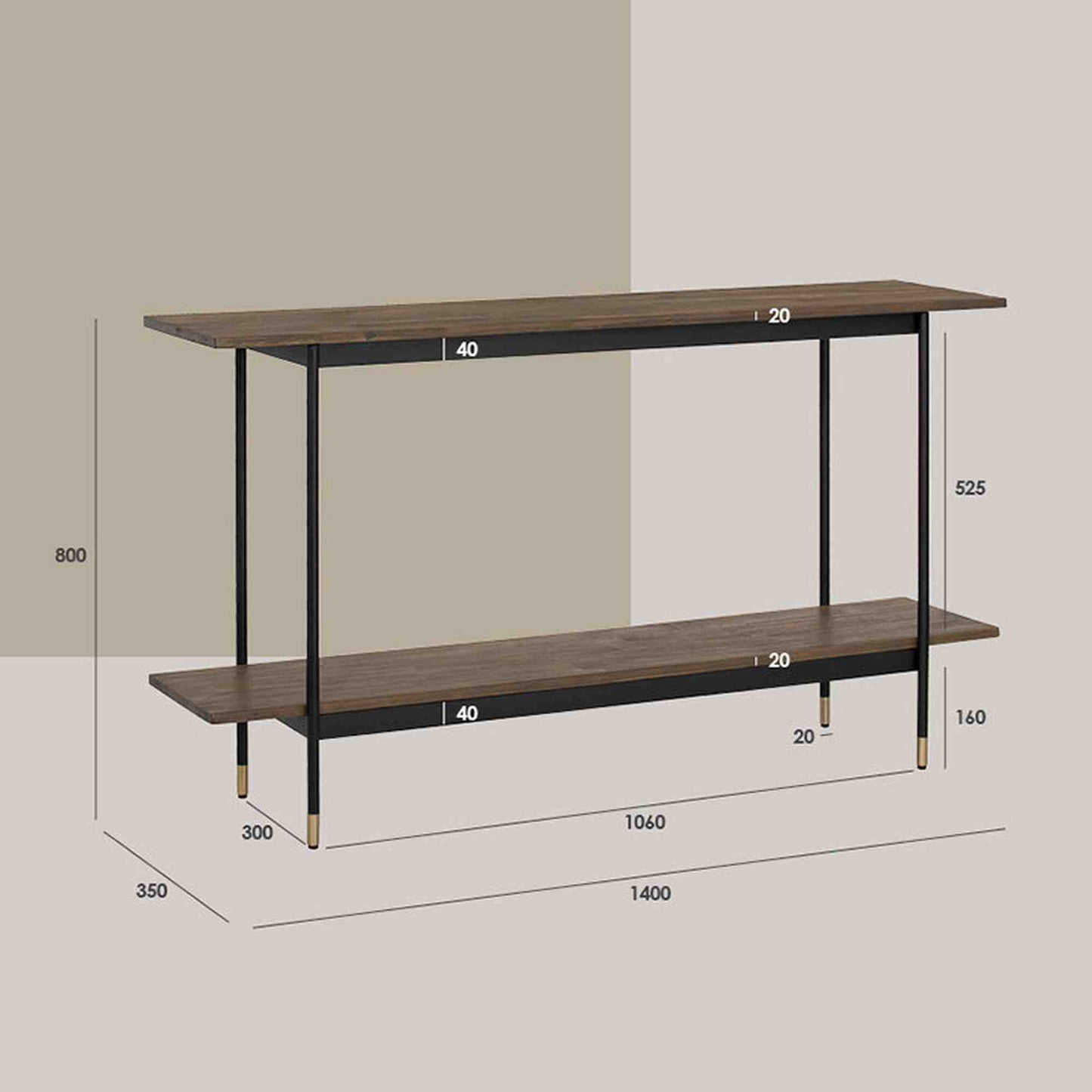 HAMILTON Console Table Solid Acacia Wood 140cm - Toffee