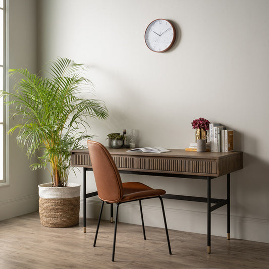 HAMILTON Study Desk Oak & Acacia Veneer 140cm - Toffee