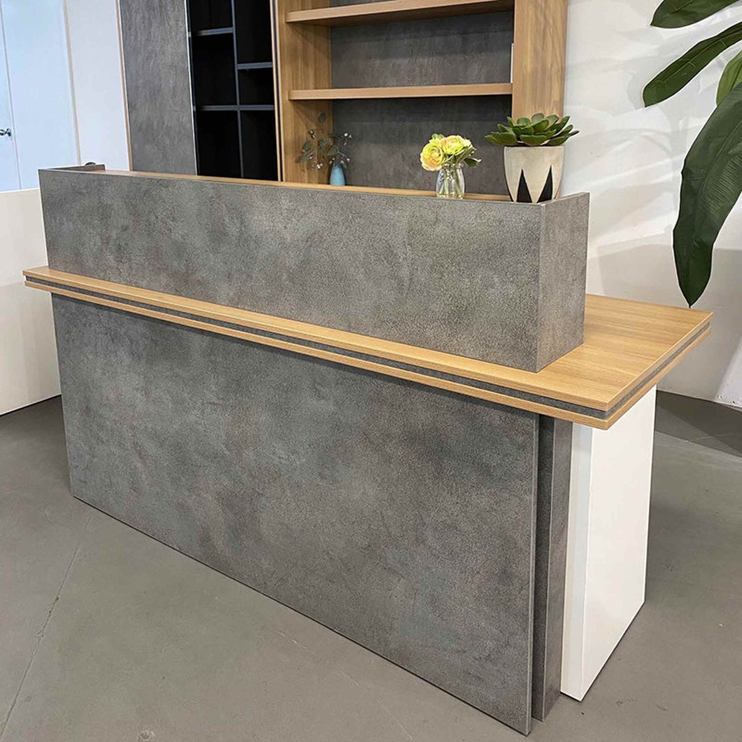 JARIN Reception Desk 1.8M Right Panel - Carbon Grey & White Colour
