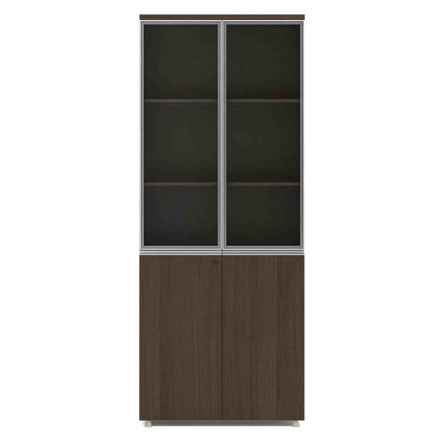 CARTER Display Unit 2 Door Bookcase 80cm - Coffee Grey