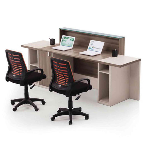 CONELLI Reception Desk 2.4M - Light Walnut,Office Furniture,Reception Desks,Modern Furniture