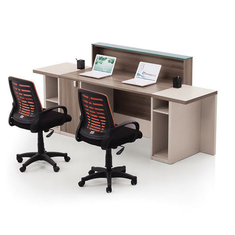 CONELLI Reception Desk  2.4M - Light Walnut,Office Furniture,Reception Desks,Modern Furniture