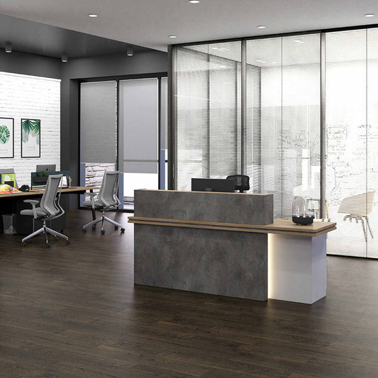 JARIN Reception Desk 1.8M Right Panel - Carbon Grey & White Colour