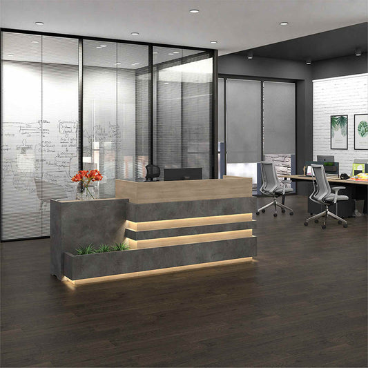KERAN Reception Desk 1.8M Left Panel - Acacia & Carbon Grey Colour