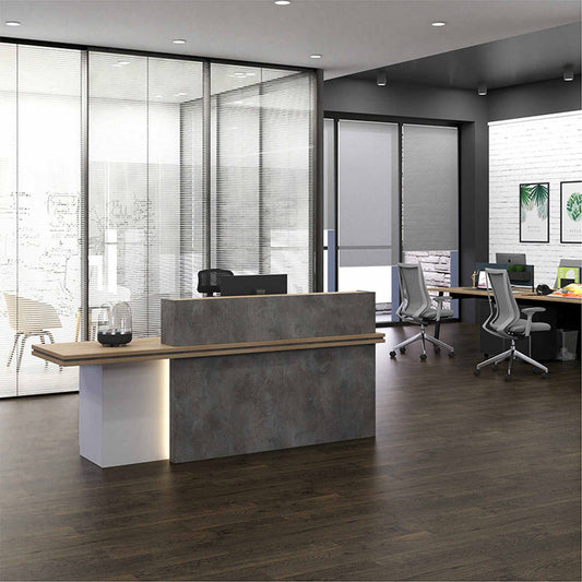 JARIN Reception Desk 1.8M Left Panel - Carbon Grey & White Colour