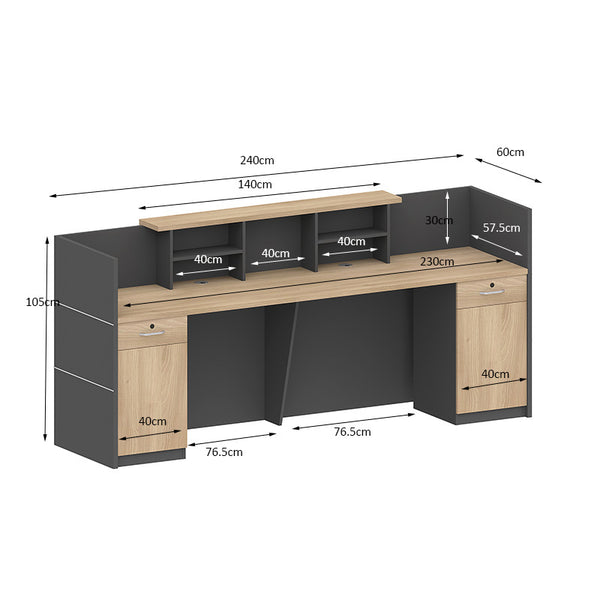 BELEN Reception Desk 2.4M Acacia & Carbon Grey Modern Furniture