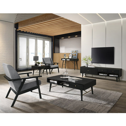 RANIA 175cm Black Ash Veneer Entertainment Unit,Living Room Furniture,Entertainment Units,Modern Furniture