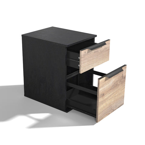 TRIBECA 2 Drawer Filing Pedestal Cabinet - Warm Oak & Black