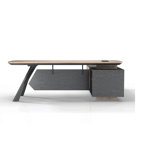 EASTON Executive Desk with Left Return 2.2-2.4m - Warm Oak & Black