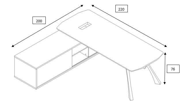EASTON Executive Office Desk with Left Return 2.2M - Mahogany Black,Office Furniture,Desks,Featured Products,Modern Furniture