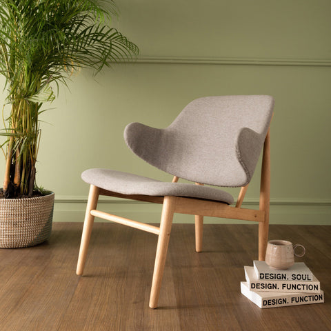VERONIC Lounge Chair - Natural & Light Grey
