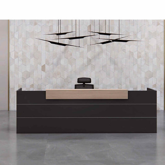 BELEN Reception Desk 2.4M - Acacia & Carbon Grey