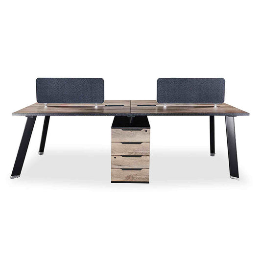 ARTO 4 People Back to Back Workstation 2 Cabinets 2.4M - Warm Oak & Black